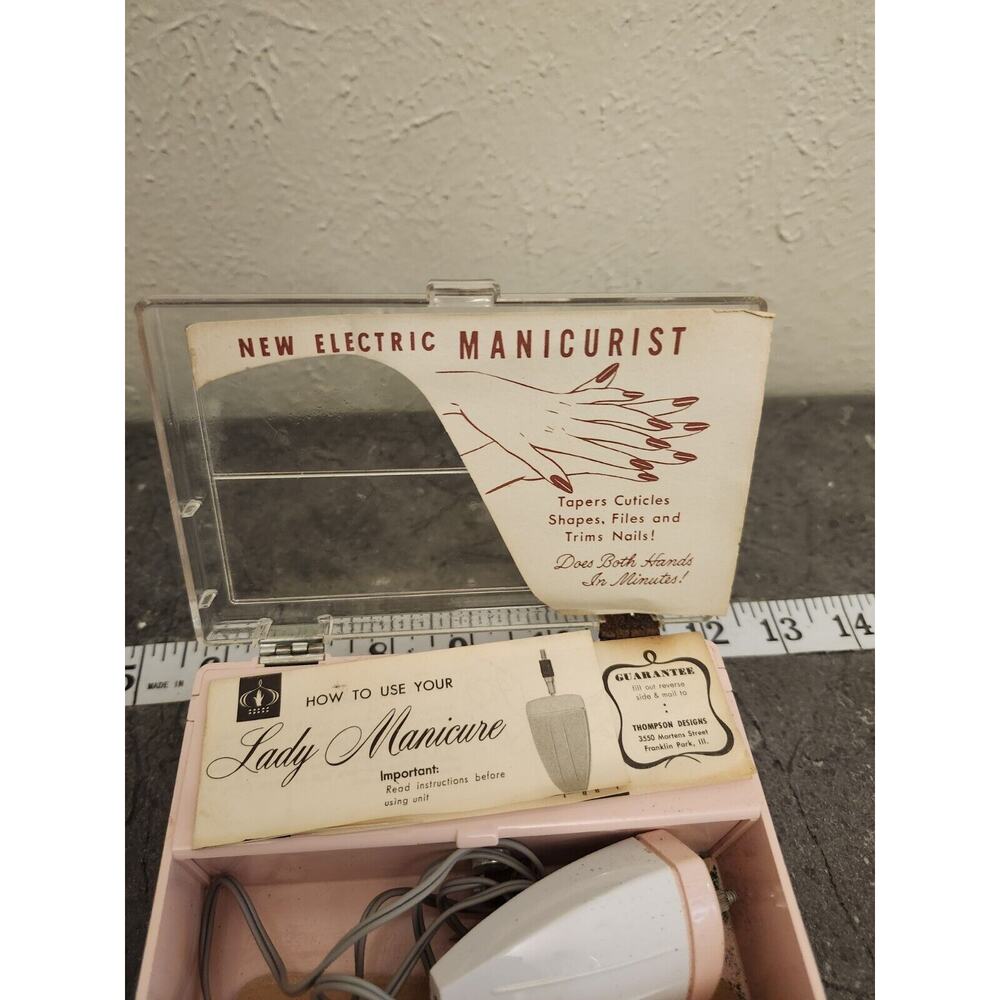 Lady Manicure Set by Thompson‎ Designs Battery Operat Pink Case Untested Vintage - Picture 11 of 13